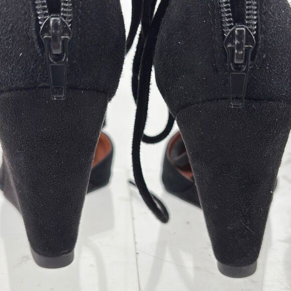 Jeffrey Campbell Ouvert Ballerina Ankle Wrap Wedge‎ Sandal Pointed Toe Black 7.5 - Picture 7 of 10